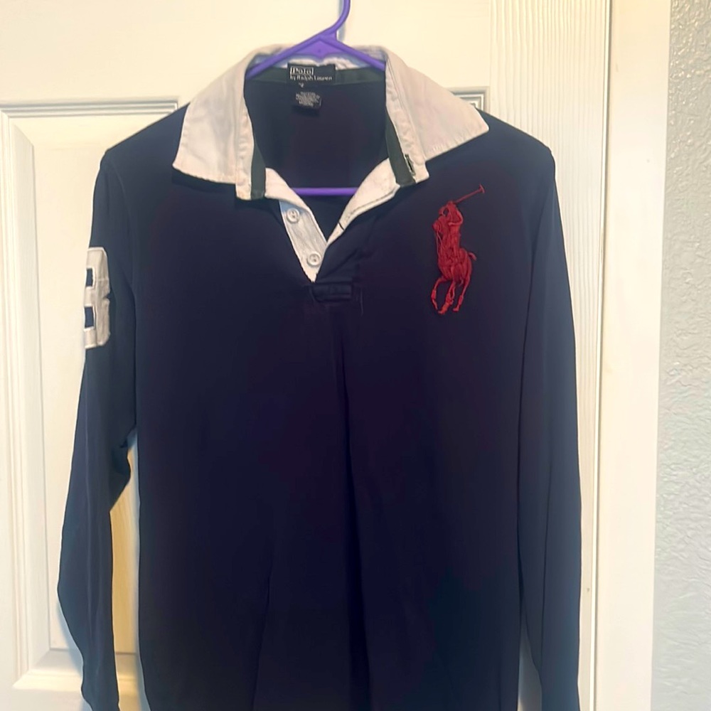 Long sleeve  polo tee perfect condition patch number